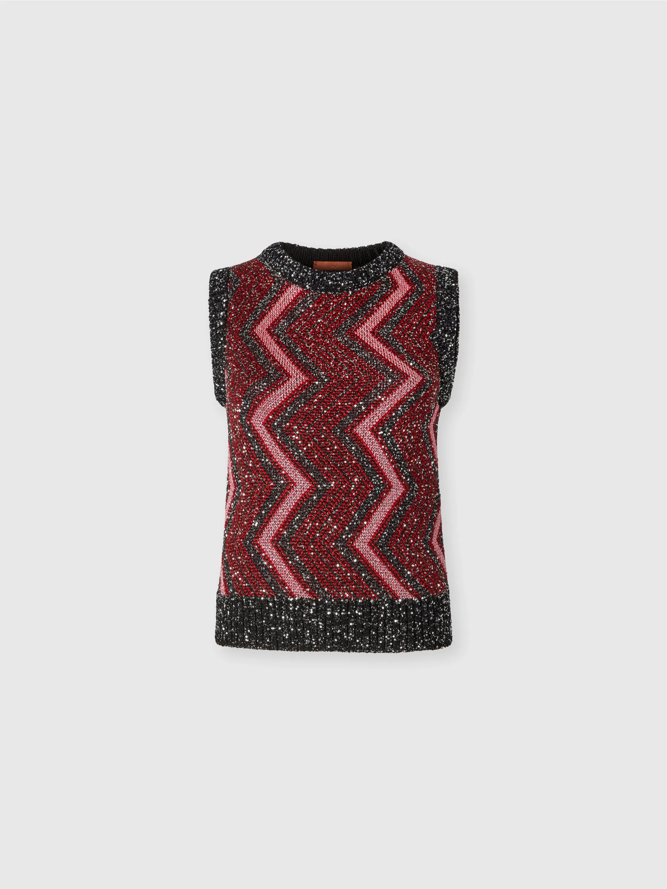 Gilet con macro zig zag e paillettes