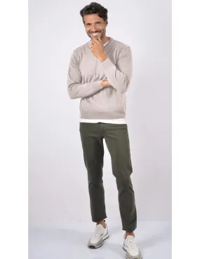 Maglia collo v ml lana merinos 4 stagioni beige