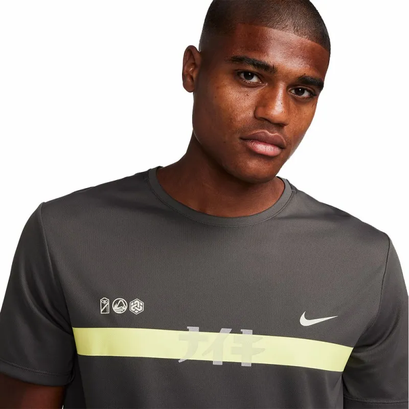 Nike Maglia Running Mm Miler Hakone Medium Grigio Lime Uomo