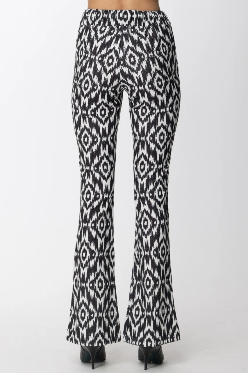 Pantaloni a zampa con stampa bicolor OFFWHITE NERO