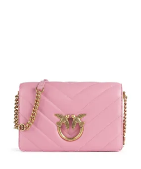  Pinko Love Click Classic Borsa a tracolla pelle di pecora rosa  