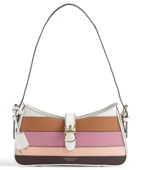  Radley London Linden Gardens Stripe Borsa a spalla pelle a grana fine avorio  