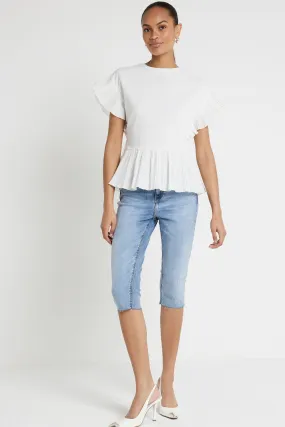 T-shirt con fondo River Island A pieghe